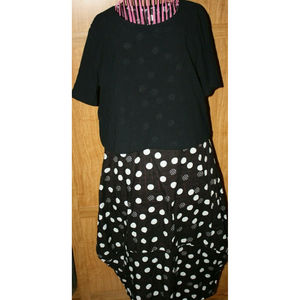 WOMEN'S 2-PIECE SHIFT DRESS SET SZ 3XL (XL) BLACK/WHITE POLKA DOT NWOT LADIES